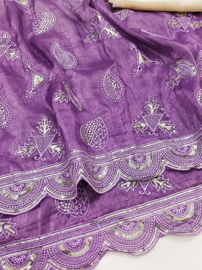 Ktd 3006 Gold Crush Embroidery Work Saree